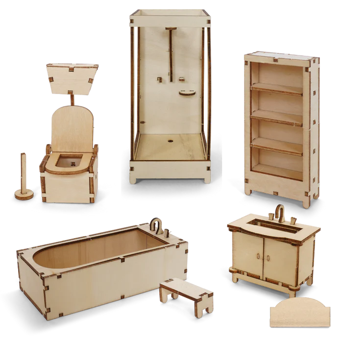SAM & JULIA MOUSE HOUSE FURNITURE BATHROOM