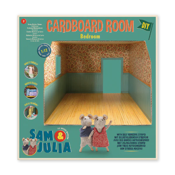 SAM & JULIA MOUSE HOUSE CARDBOARD ROOM BEDROOM