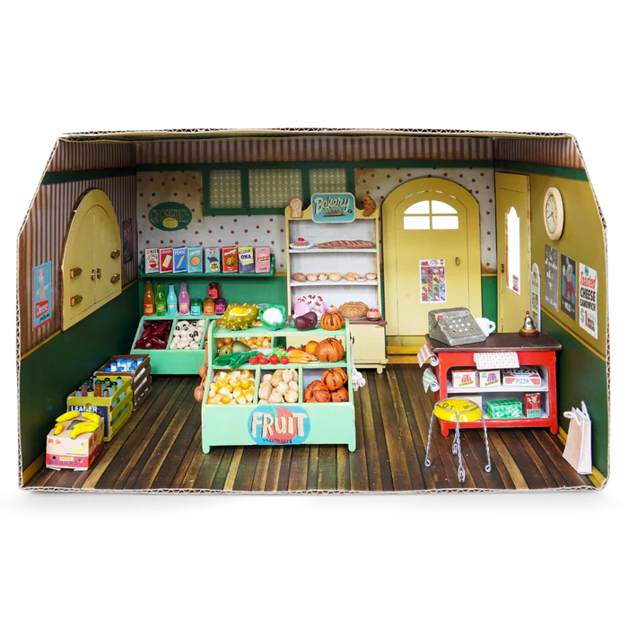 SAM & JULIA MOUSE HOUSE CARDBOARD ROOM SHOP