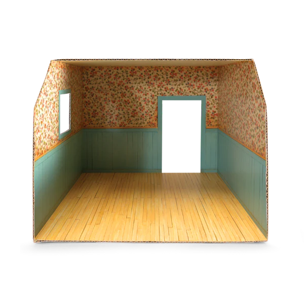 SAM & JULIA MOUSE HOUSE CARDBOARD ROOM BEDROOM