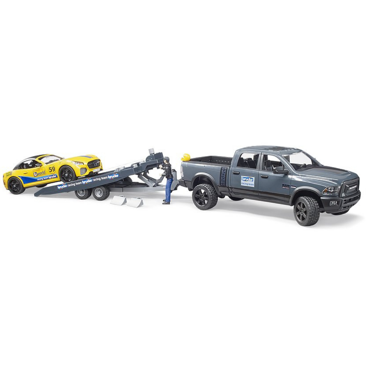 BRUDER 02504 RAM 2500 Power Wagon w BRUDER Roadster Racing Team