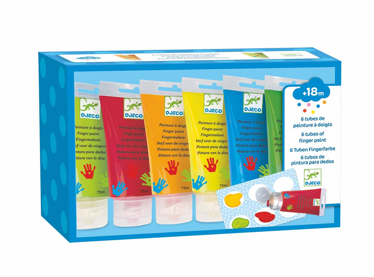 Finger Paint Tubes - 6 Classic Colors